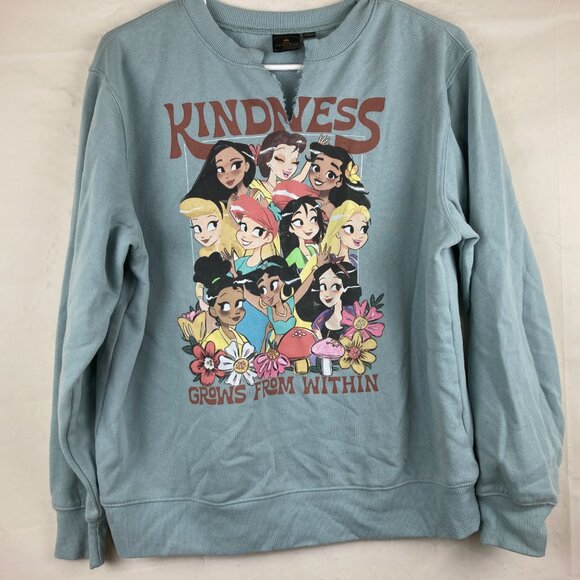 Disney Princess Crewneck Sweatshirt Womens Sz L Light Green Kindness Message - Picture 2 of 5